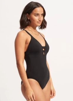 Seafolly Collective Deep V One Piece - Black 8 Seafolly Collective Deep V One Piece - Black -Fashion Swimwear Store 10634 942 Black 3