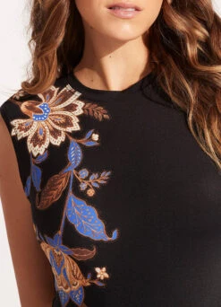 Silk Road Cap Sleeve One Piece - Black -Fashion Swimwear Store 10710 020 Black 6