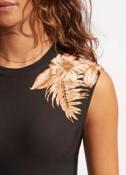 Castaway Cap Sleeve One Piece - Black 11 Castaway Cap Sleeve One Piece - Black -Fashion Swimwear Store 10710 980 Black 5