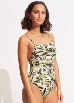 Island In The Sun Square Neck One Piece - Avocado -Fashion Swimwear Store 10880 946 Avocado 3