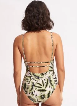 Island In The Sun Square Neck One Piece - Avocado -Fashion Swimwear Store 10880 946 Avocado 4