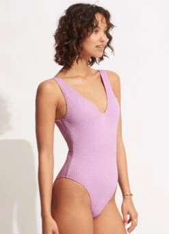 Sea Dive Deep V Neck One Piece -Fashion Swimwear Store 10974 861 Lilac 3