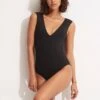 Seafolly Collective V Neck One Piece -Fashion Swimwear Store 11003 942 Black 2