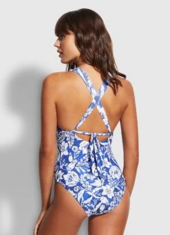 Modern Marina Plunge One Piece - Marina Blue -Fashion Swimwear Store 11009 892 MarinaBlu 4
