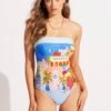 On Vacation DD Bandeau One Piece - Azure -Fashion Swimwear Store 11011DD022 Azure 3