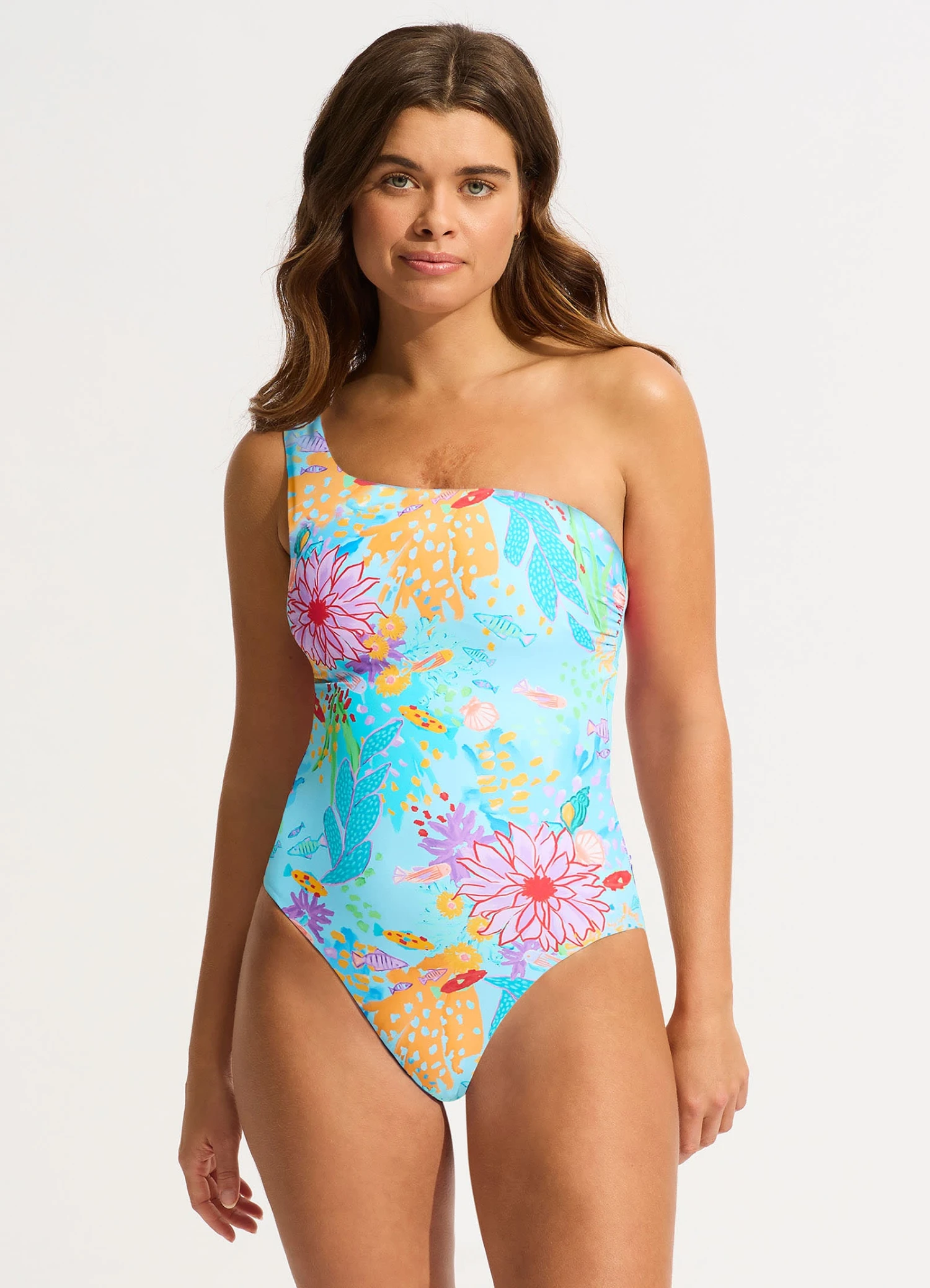 Under The Sea One Shoulder One Piece - Blue Mist 3 Under The Sea One Shoulder One Piece - Blue Mist