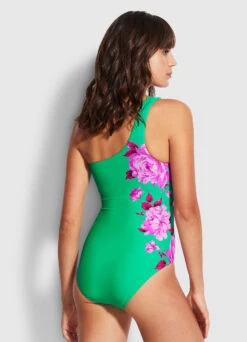 Full Bloom One Shoulder One Piece - Jade -Fashion Swimwear Store 11014 932 Jade 5