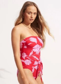 Fleur De Bloom DD Bandeau One Piece - Chilli Red -Fashion Swimwear Store 11018DD983 Chilli 20Red 3
