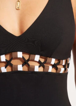 Sun Stripe One Piece - Black -Fashion Swimwear Store 11051 947 Black 6