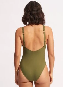 Seafolly Collective Gathered Strap One Piece - Avocado -Fashion Swimwear Store 11055 942 Avocado 4