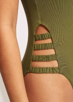 Seafolly Collective Gathered Strap One Piece - Avocado -Fashion Swimwear Store 11055 942 Avocado 5