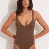 Seafolly Collective Gathered Strap One Piece - Tiramisu 2 Seafolly Collective Gathered Strap One Piece - Tiramisu -Fashion Swimwear Store 11055 942 Tiramisu 1