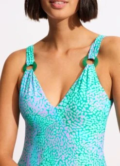Sea Skin V Neck One Piece - Vivid Green -Fashion Swimwear Store 11061 064 VividGreen 6