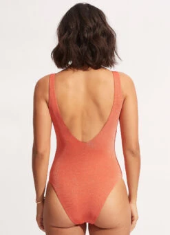 Poolside V Neck One Piece - Pink Chintz -Fashion Swimwear Store 11061 959 PinkChintz 4