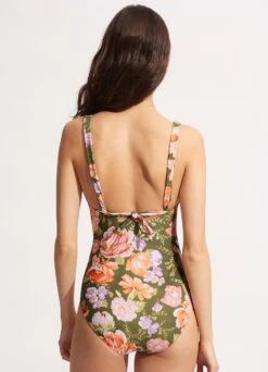 Paradise Garden Tab Front One Piece - Avocado -Fashion Swimwear Store 11063 960 Avocado 6