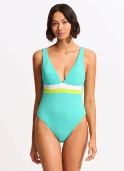 Slice Of Splice Deep V Neck One Piece - Lime Burst 10 Slice Of Splice Deep V Neck One Piece - Lime Burst -Fashion Swimwear Store 11067 990 Lime 20Burst 3