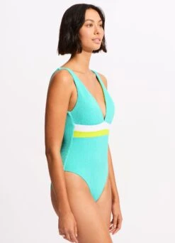 Slice Of Splice Deep V Neck One Piece - Lime Burst 11 Slice Of Splice Deep V Neck One Piece - Lime Burst -Fashion Swimwear Store 11067 990 Lime 20Burst 4