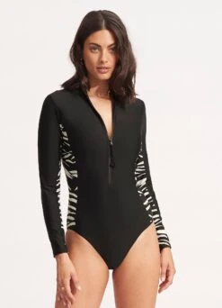 Skin DeepLong Sleeve Surf Suit- Black