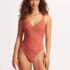 Marrakesh V Neck One Piece - Cinnamon -Fashion Swimwear Store 11071 911 Cinnamon 3
