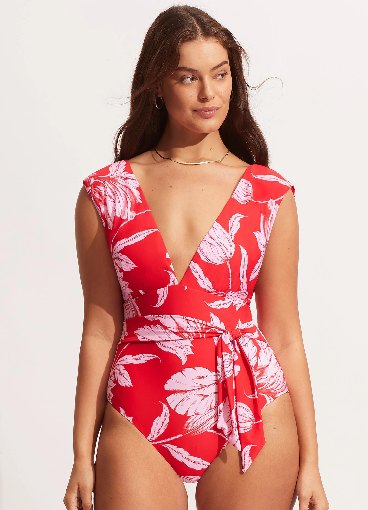 Fleur De Bloom V Neck One Piece - Chilli Red 4 Fleur De Bloom V Neck One Piece - Chilli Red - Image 2
