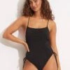 Sea Dive Scoop Neck Drawstring Side One Piece 1 Sea Dive Scoop Neck Drawstring Side One Piece -Fashion Swimwear Store 11077 861 Black 1