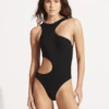 Second Wave Cut-Out One Piece - Black 2 Second Wave Cut-Out One Piece - Black -Fashion Swimwear Store 11108 968 Black 3