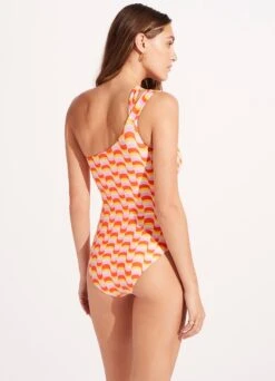 Modern Take One Shoulder Keyhole One Piece - Mandarin -Fashion Swimwear Store 11109 021 Mandarin 5