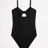 Summer Essential Girls Tie Front One Piece - Black