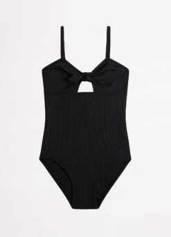 Summer Essential Girls Tie Front One Piece - Black