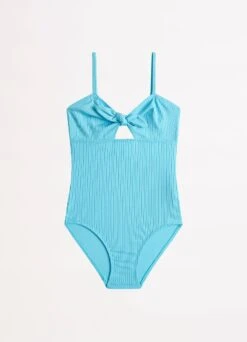 Summer Essential Girls Tie Front One Piece - Sky