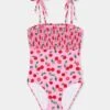 Girls Shirred One Piece - Cherry 1 Girls Shirred One Piece - Cherry -Fashion Swimwear Store 15714 260 Cherry 1