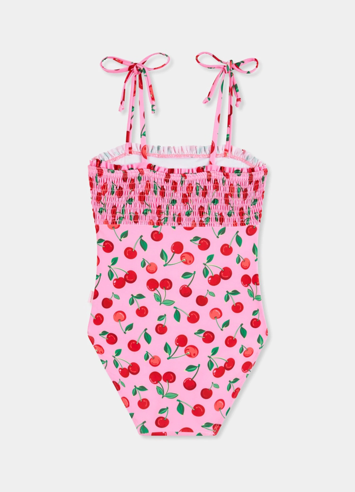 Girls Shirred One Piece - Cherry 4 Girls Shirred One Piece - Cherry - Image 2