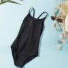 Girls Summer Essential Crossover Strap One Piece- Black -Fashion Swimwear Store 15736 Black 1