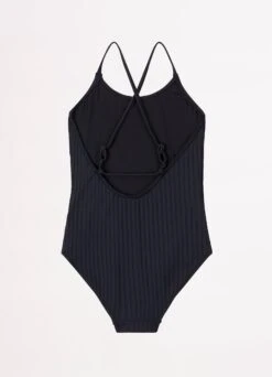 Girls Summer Essential Crossover Strap One Piece- Black -Fashion Swimwear Store 15736 Black 3