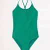 Girls Summer Essential Crossover Strap One Piece- Forest -Fashion Swimwear Store 15736 Forest 1
