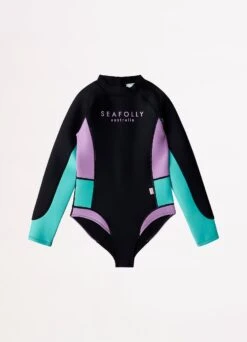 Girls Colour Block Wetsuit- Black Splice
