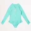 Girls Summer Essential Tie Side Paddlesuit- Mint -Fashion Swimwear Store 15759T Mint 1
