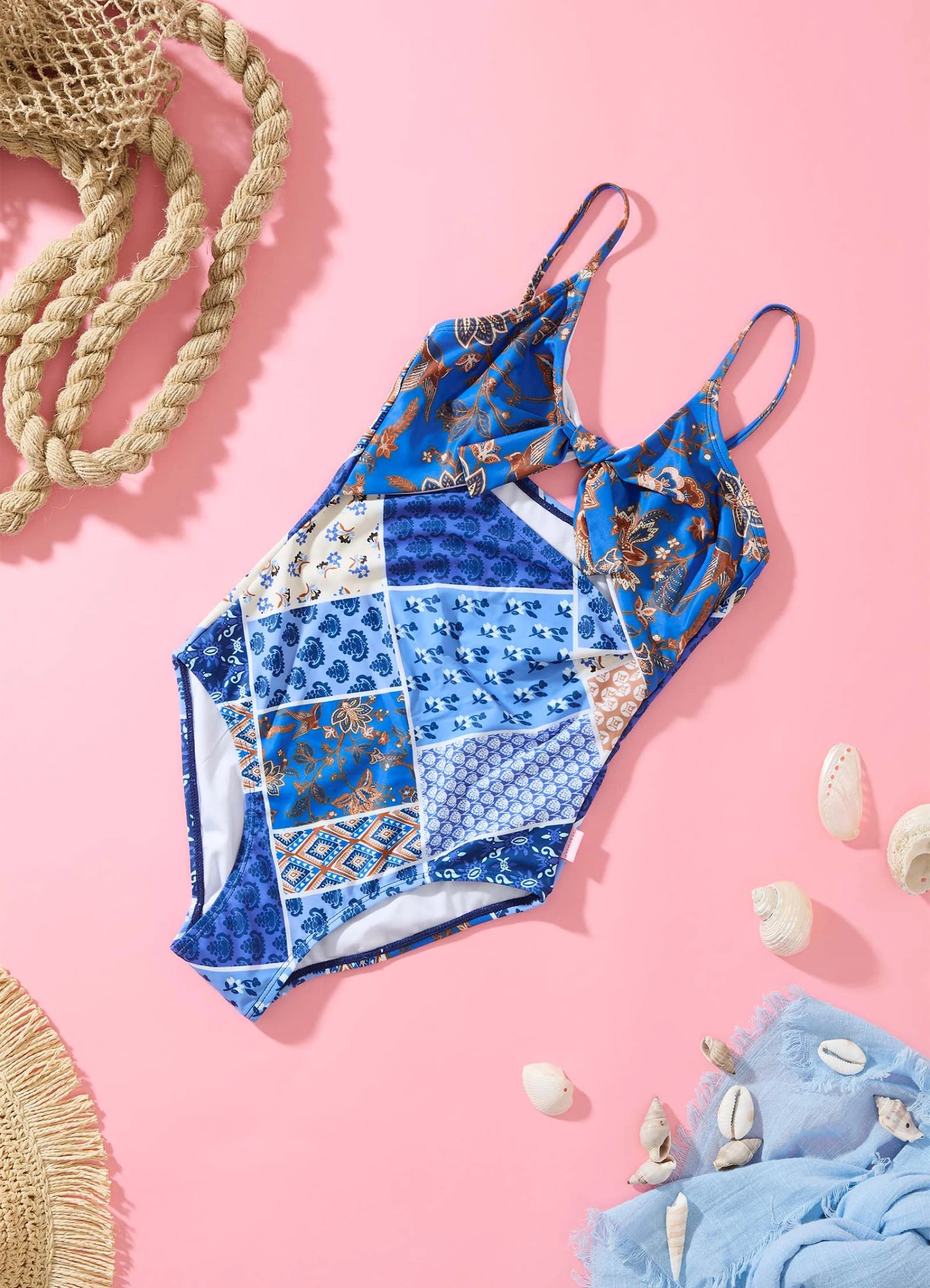 Royal Sapphire Girls Spliced Bow One Piece - Blue 3 Royal Sapphire Girls Spliced Bow One Piece - Blue