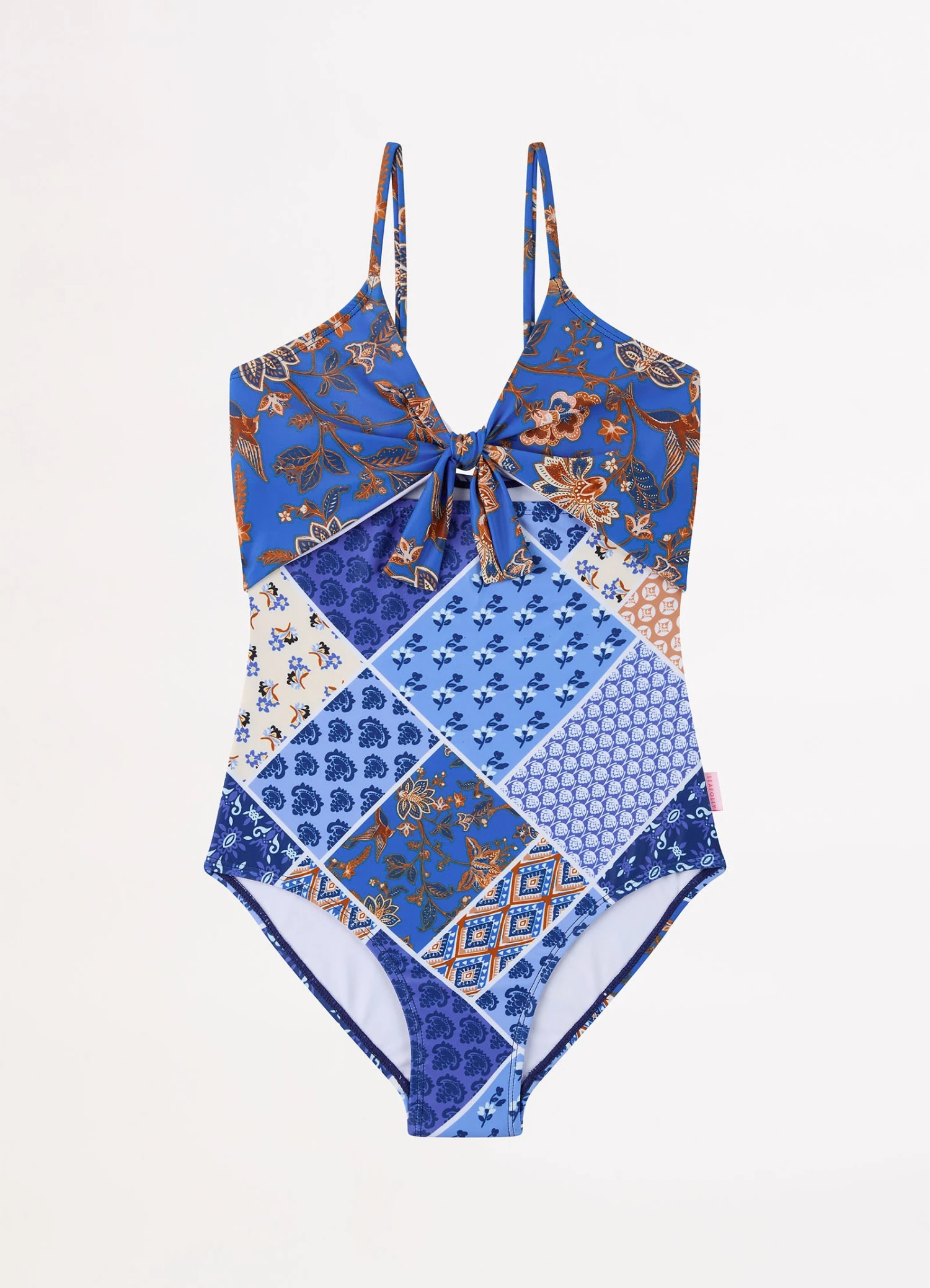 Royal Sapphire Girls Spliced Bow One Piece - Blue 4 Royal Sapphire Girls Spliced Bow One Piece - Blue - Image 2