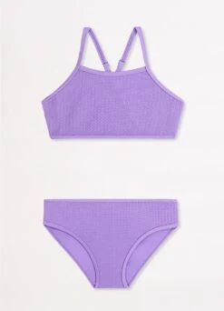 Girls Crossover Back Bikini Set- Lilac