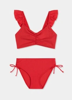 Girls Ruffle Bikini- Chilli Red