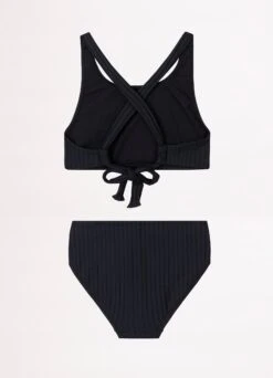 Girls Summer Essential Tie Back Bikini- Black -Fashion Swimwear Store 27182 Black 3