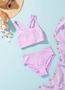 Girls Summer Essential Tie Back Bikini- Violet
