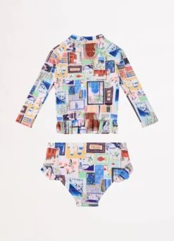 On Vacation Girls Peplum Surf Set - Azure 9 On Vacation Girls Peplum Surf Set - Azure -Fashion Swimwear Store 27231T Azure 2