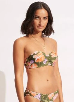 Paradise Garden Bustier Bandeau - Avocado -Fashion Swimwear Store 30574 960 Avocado 3