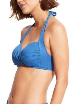 Seafolly Twist Soft Cup Halter - Marina Blue 11 Seafolly Twist Soft Cup Halter - Marina Blue -Fashion Swimwear Store 30806 065 MarinaBlu 5