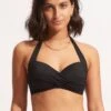 Seafolly Collective Twist Soft Cup Halter -Fashion Swimwear Store 30806 942 Black 1