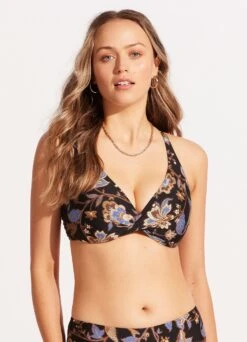 Silk Road Wrap Front F Cup Bikini Top - Black 17 Silk Road Wrap Front F Cup Bikini Top - Black -Fashion Swimwear Store 31219F 020 Black 4