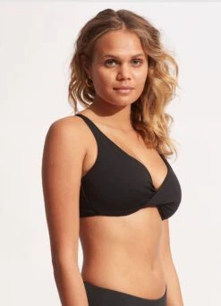 Seafolly Collective Wrap Front F Cup Bra - Black -Fashion Swimwear Store 31219F 942 Black 3