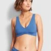 Seafolly "V" Neck Crop Top - Marina Blue 1 Seafolly "V" Neck Crop Top - Marina Blue -Fashion Swimwear Store 31297 065 MarinaBlu 1
